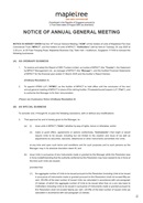 Notice of the 14th Annual General Meeting